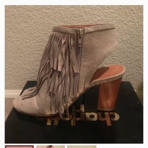 Fringe Peep Toe Bootie